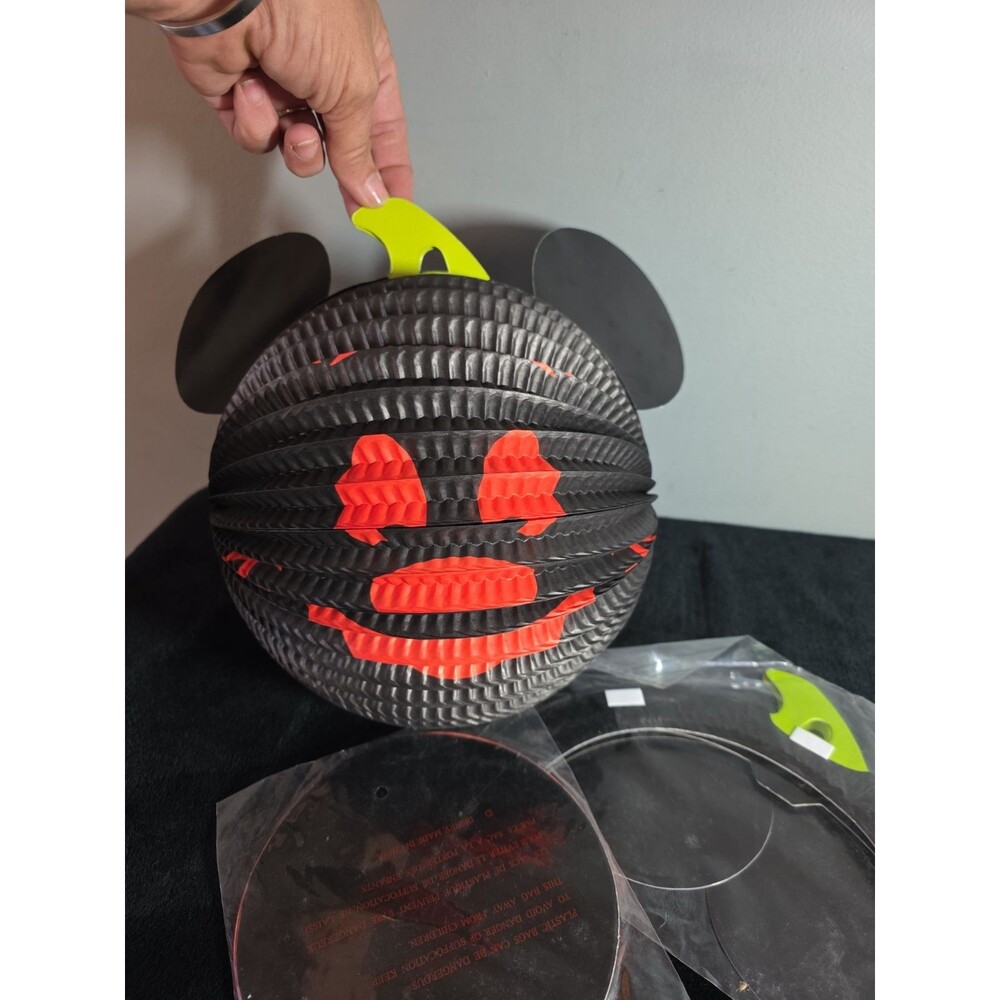 Lot of 3 Disney Mickey Mouse Halloween Paper Pumpkin Accordion Lantern...